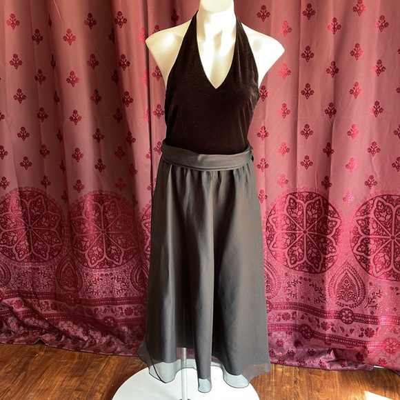 VTG Nineties Velvet Halter Dress Size Eight With Sash - Picture 4 of 14